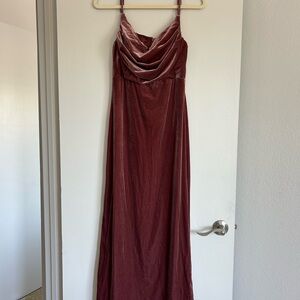 Revelry Red Ruched Maxi Gown for Weddings